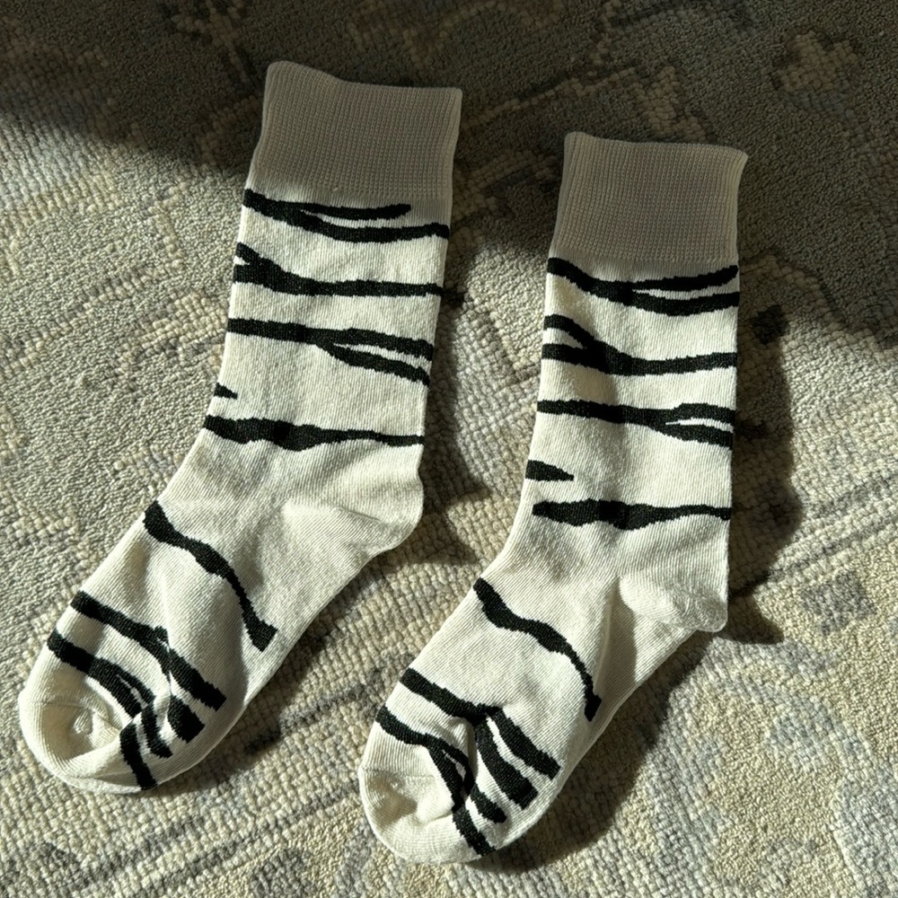 3/$15 Brand New Zebra Print Crew Socks - Picture 2 of 4